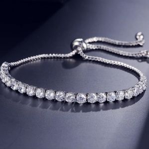 Sterling Silver CZ Adjustable Bracelet